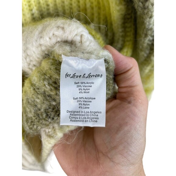 For Love & Lemons Celeste Cardigan Yellow Ombre Chunky Knit Oversized Fit Pocket - Picture 6 of 10
